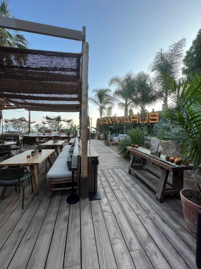 Terraza con vistas al mar del restaurante Gammarus Beach Club.